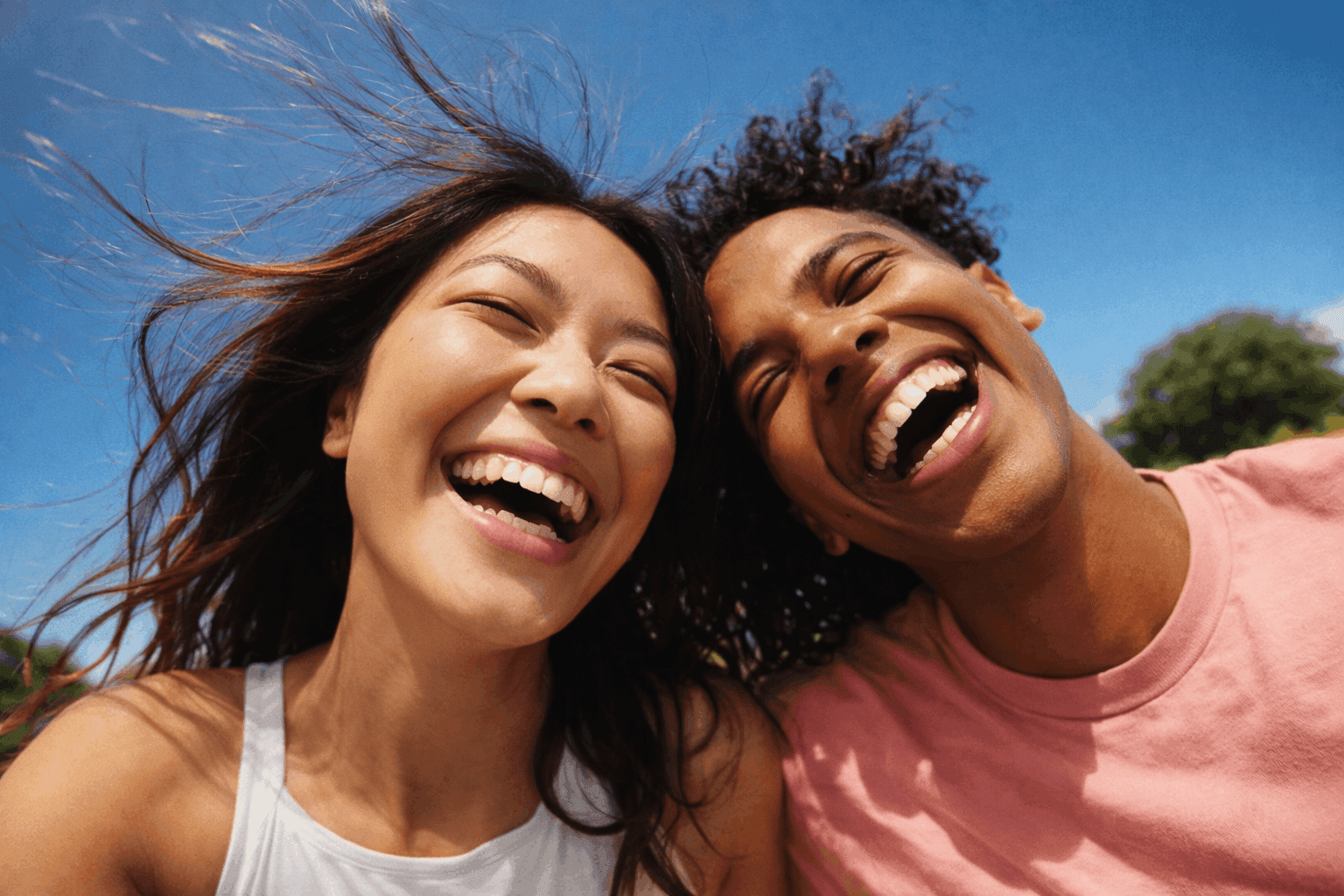 Two Canadians laughing together